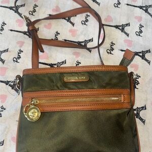 Michael Kors Green and Brown Crossbody Bag